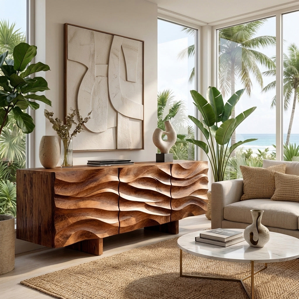 Organic Modern Wood Sideboard For Living Room