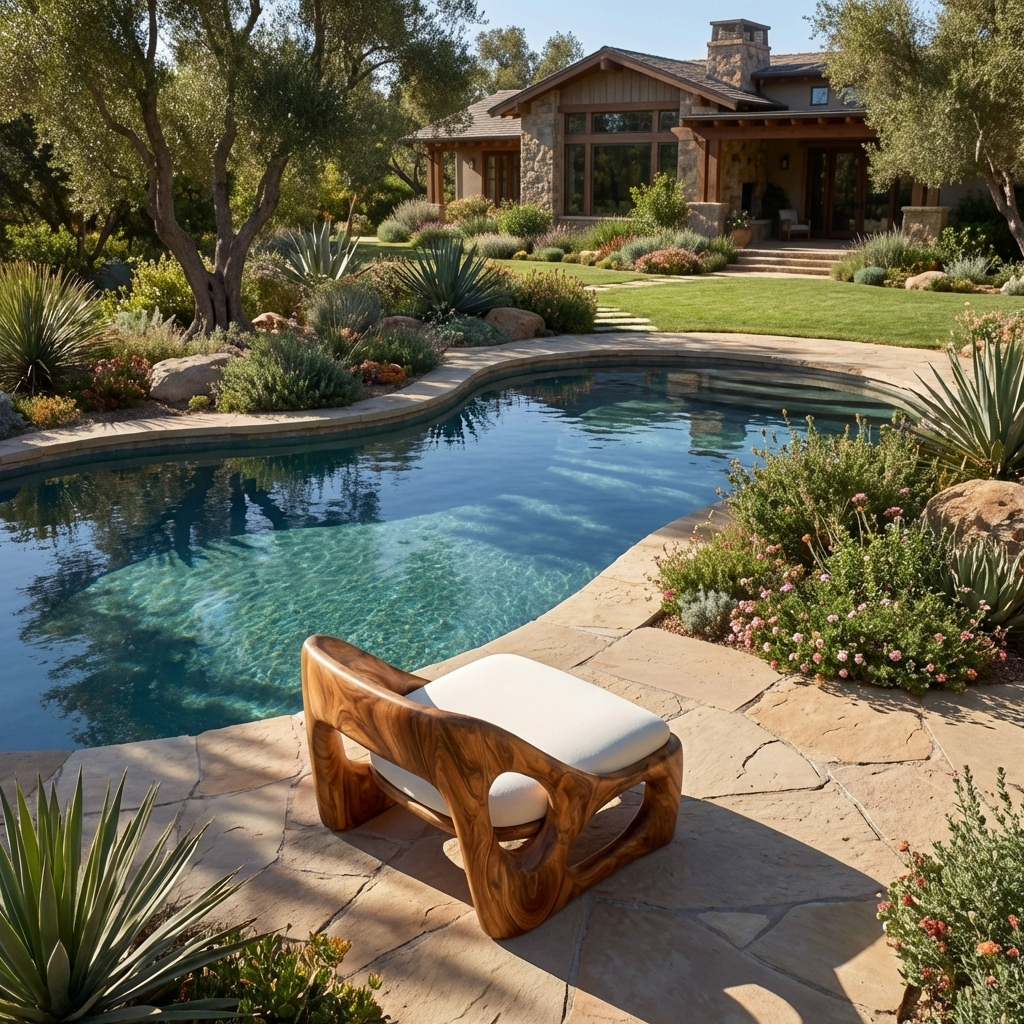 Organic Natural Wood Accent Chair For Living Room