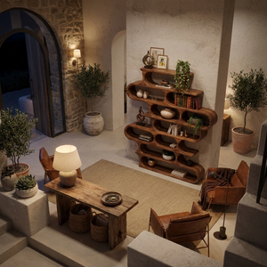 Organic Oval Bookshelf For Living Room Or Creative Studio