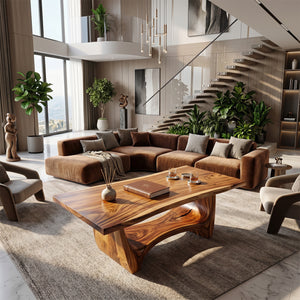 Handcrafted Solid Wood Low Coffee Table For Living Roomdecor
