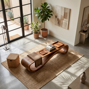 Contemporary Bench With Wave Shape For Living Room