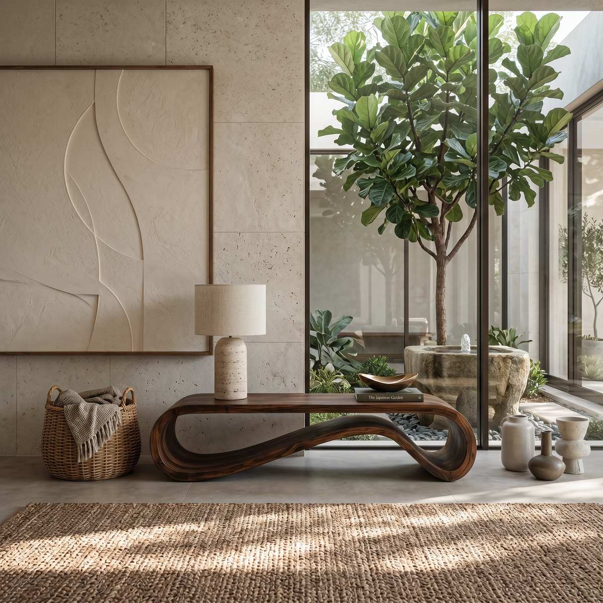 Modern Organic Curved Bench For Hallway Furniture Accent