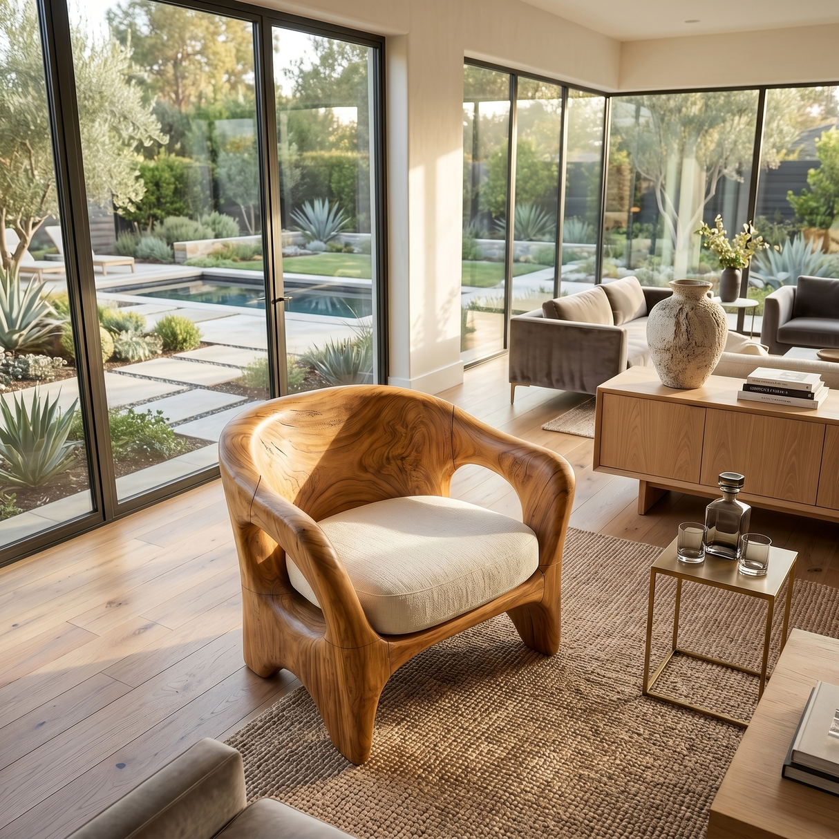 Modern Organic Wooden Chair Designer Reception Area