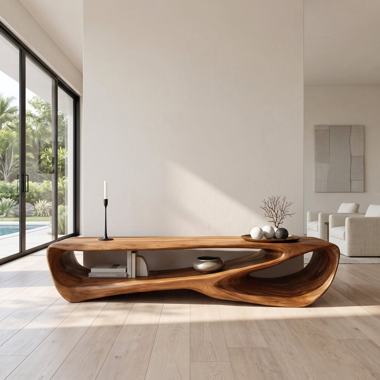 Minimal Curved  TV Console For Living Room