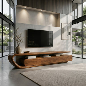 Handcrafted Natural Wood TV Console For Luxury Interior