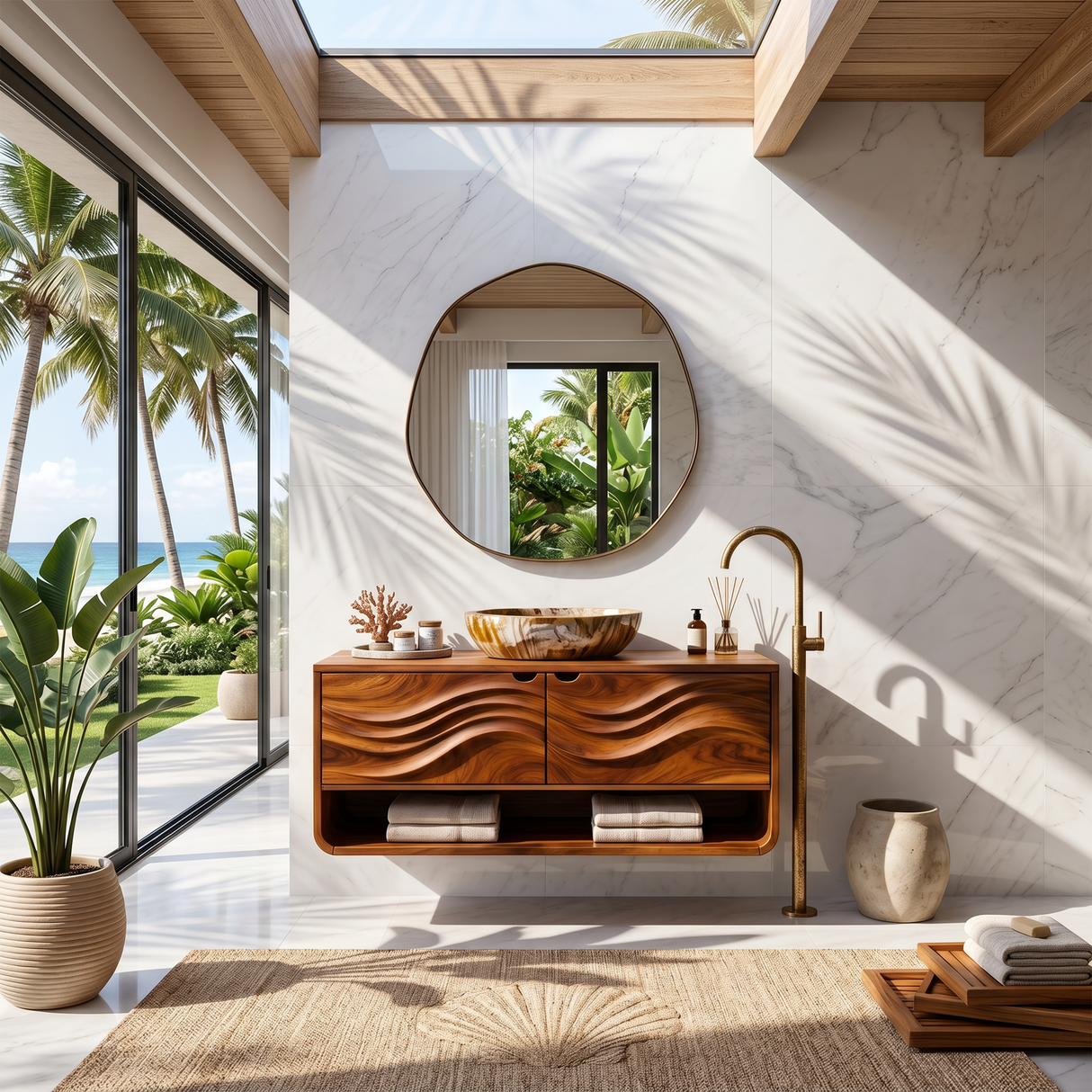 Scandinavian Floating Vanity With Cabinet For Apartment