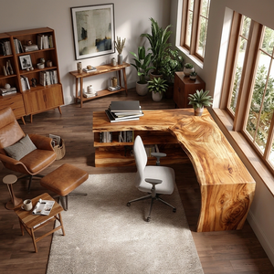 Wooden Desk With Storage Design For Home Workspace