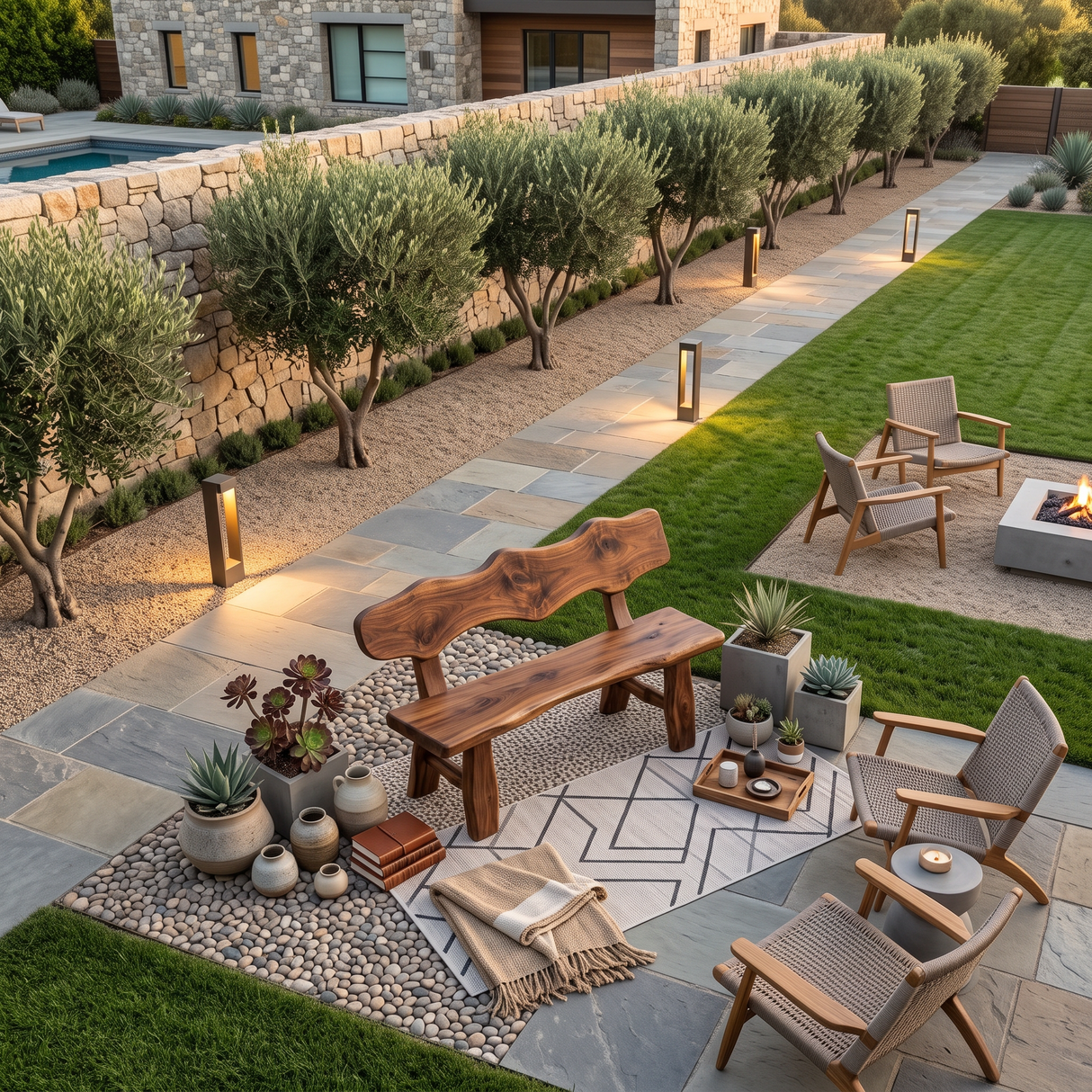 Rustic Garden Bench Live Edge Outdoor Seating For Patio Courtyard And Backyard
