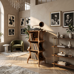 Farmhouse Style Record Stand For Entryway Design