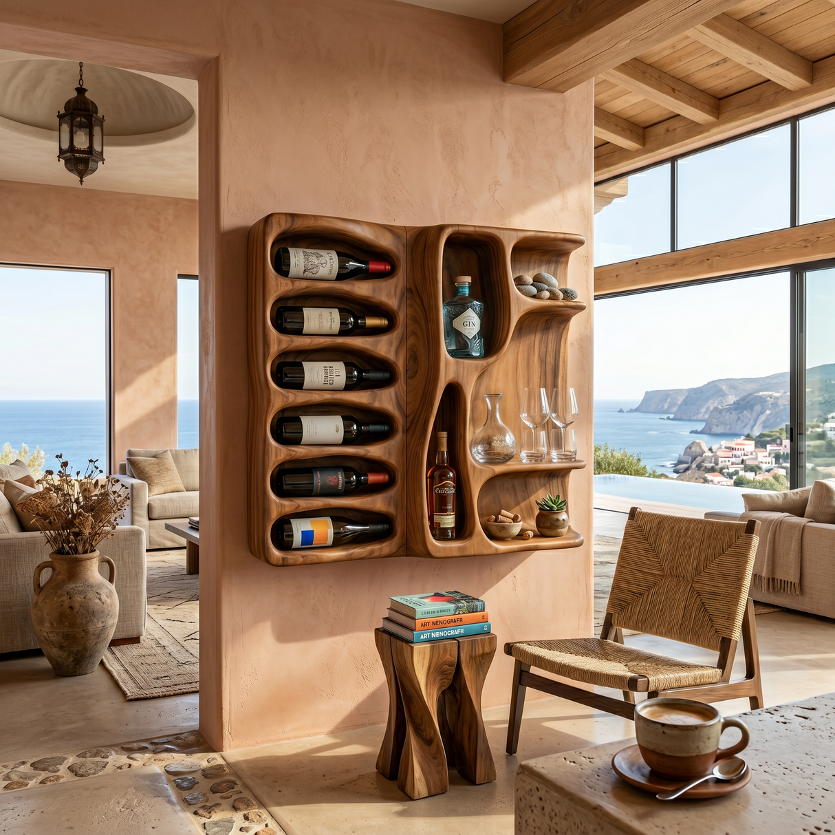 Modern Mountain Silhouette Wine Holder For Living Room
