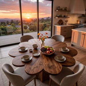 Modern Wooden Dining Table With Petal Top For Dining Area