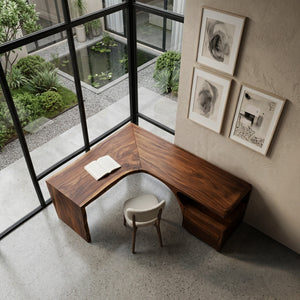 Minimalist Natural Wood L-Shaped Desk For Study Room