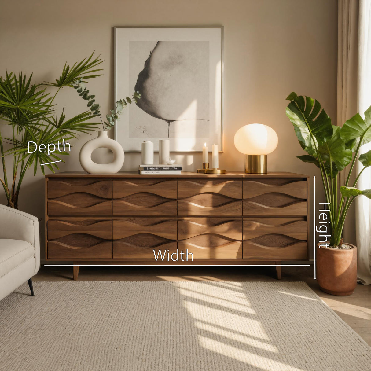 Modern Wave Dresser For Bedroom Or Living Room