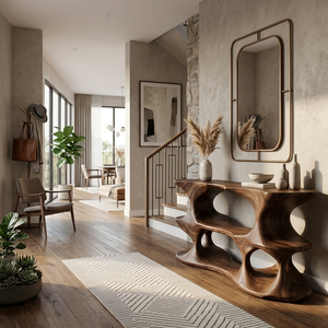 Modern Natural Wood Console Table For Living Room Decor