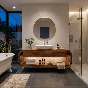 Wooden Wall Mounted Bathroom Vanity For Modern Bathroom Decor