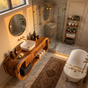 Floating Bathroom Vanity With Open Towel Shelf For Modern Bath
