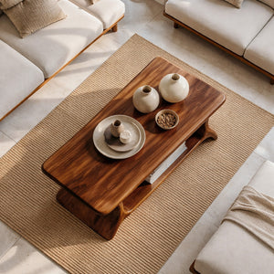 Modern Wooden Coffee Table With Open Shelf For Home Decor