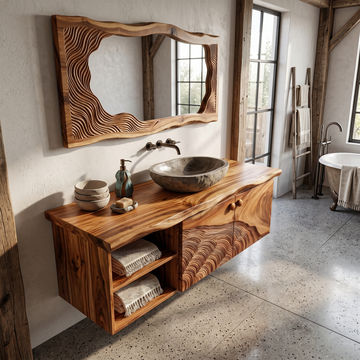 Rustic Wood Vanity Luxury Ensuite Bathroom