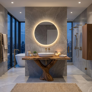 Modern Bathroom Vanity With Twisted Base For Spa Bath
