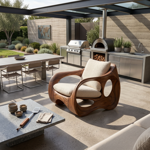 Parisian Luxury Sculptural Accent Chair Elegant Balcony