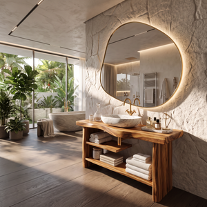 Handcrafted Wooden Storage Vanity For Bathroom Decor