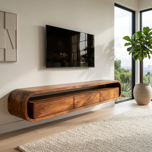 Modern Wooden Floating TV Stand For Living Room Storage