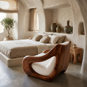 Sculptural Natural Wood Chair For Artistic Living Space
