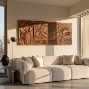 Mid Century Abstract Wood Wall Art For Living Room