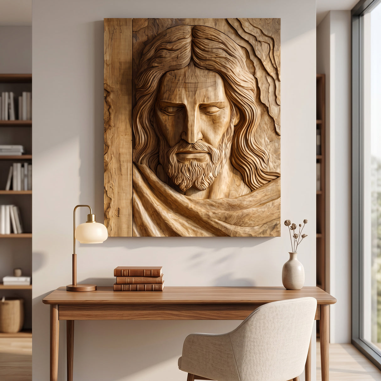 Handcrafted Wooden Religious Relief Wall Art For Living Room