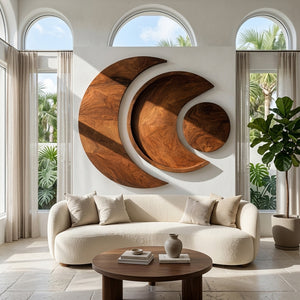 Contemporary Moon Phase Wood Wall Art For Living Decor