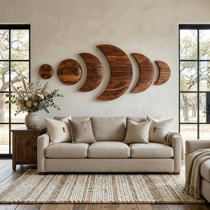 Boho Moon Phase Wood Wall Decor For Living Room