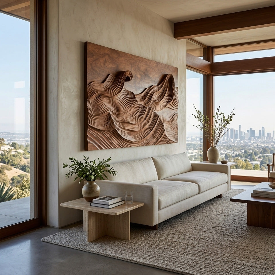 Organic Modern Wave Wood Wall Art For Wall Decor