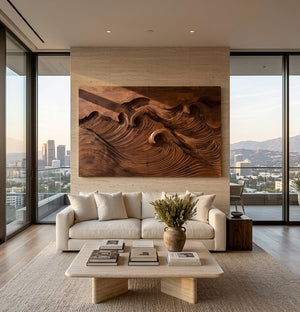 Quiet Luxury Ocean Wave Wood Wall Art For Living Room