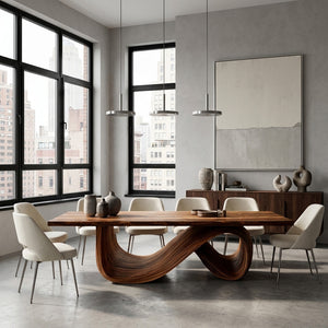Modern Dining Table With Infinity Curve Base For Luxury Dining