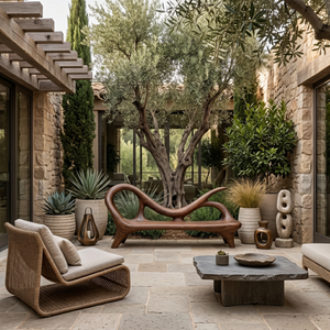 Modern Entryway Bench With Sculptural Form For Contemporary Interiors