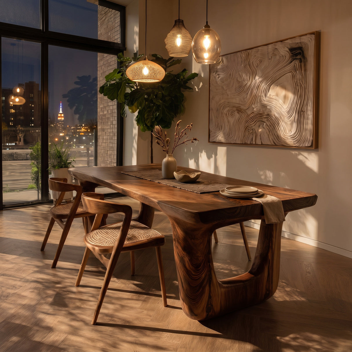 Organic Wooden Dining Table For Dining Room Decor