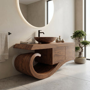 Contemporary Wooden Bathroom Vanity With Storage For Bathroom