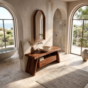 Modern Wooden Bathroom Vanity With Integrated Cabinet For Bathroom