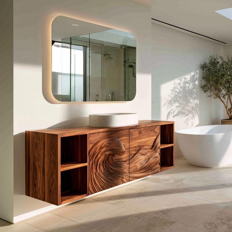 Modern Ocean Wave Bathroom Vanity For Contemporary Bathroom