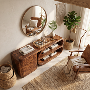Organic Geometric Console Table Luxury Entryway