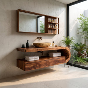 Modern Floating Bathroom Vanity With Curved Frame For Bathroom
