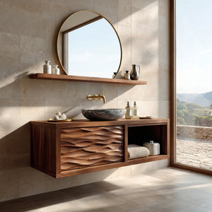 Modern Floating Bathroom Vanity With Wave Front For Bathroom Decor