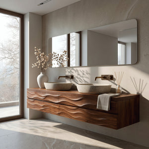 Modern Floating Bathroom Vanity With Wave Texture For Bathroom