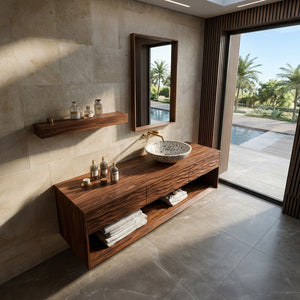 Contemporary Floating Bathroom Vanity With Textured Front For Bathroom