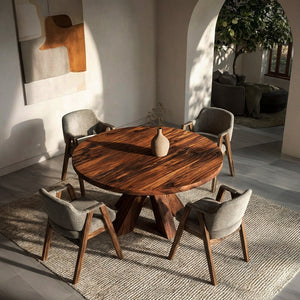 Organic Wooden Dining Table With Multi-Branched Base For Kitchen