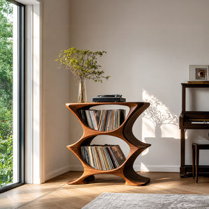 Contemporary Record Player Cabinet With 2-Tier Shelf For Living Room