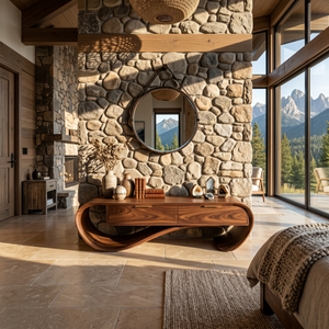 Contemporary Curved Bench With Drawer Storage For Entryway Interior