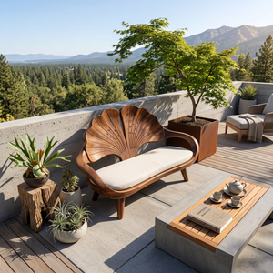 Minimalist Ginkgo Leaf Back Bench For Reading Interior Area