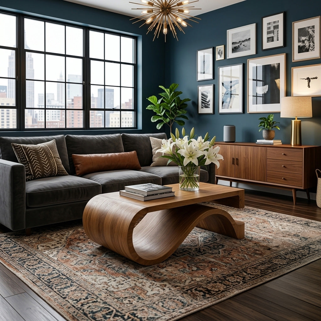 Minimalist Coffee Table Curved Style For Living Room