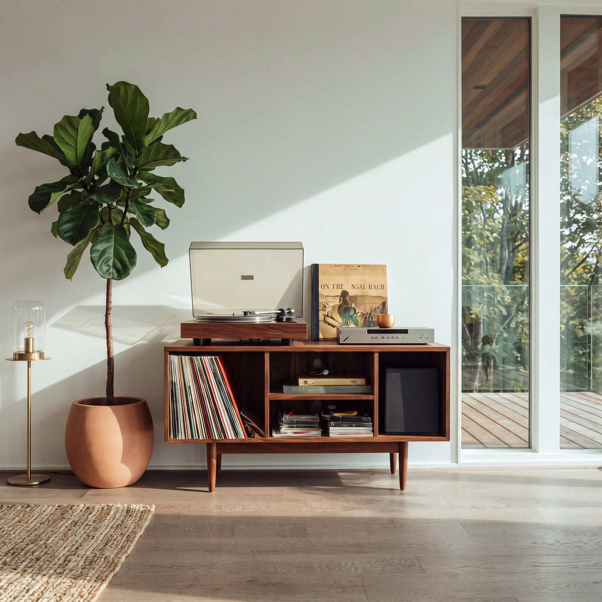 Modern Wooden Record Cabinet For Entertainment Room
